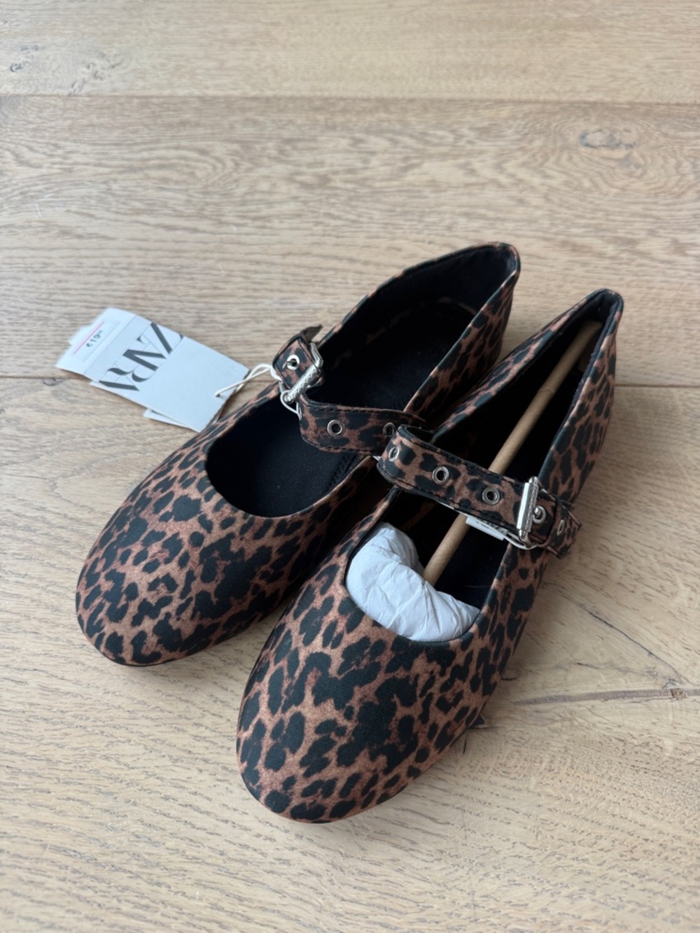 Zara Girls Leopard Print Mary Jane Flats - Brown and Black